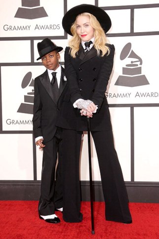Madonna with adopted son David Banda at last night's Grammys ceremony